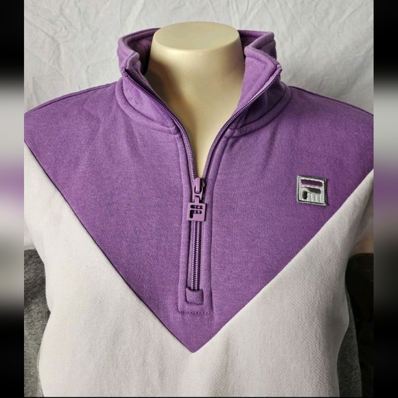 Fila Womens 3/4 Zip Purple White Gray Pullover Size Small Long Sleeve - Picture 2 of 8